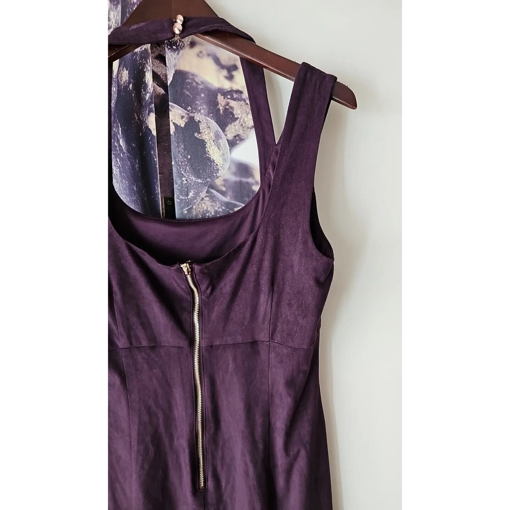 GUESS Women's Purple Sueded Sleeveless Scoop Neck Halter Strap‎ Dress Size 10 - Picture 6 of 9